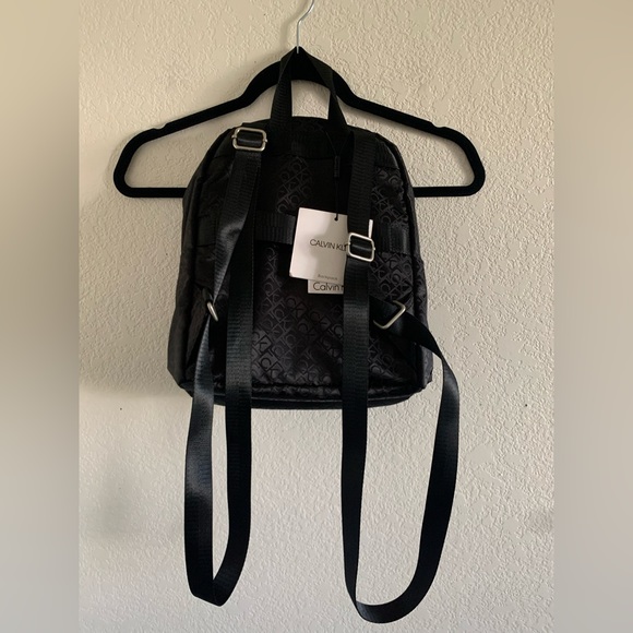 Calvin Klein Black Logo Print Unisex Backpack - Picture 2 of 10
